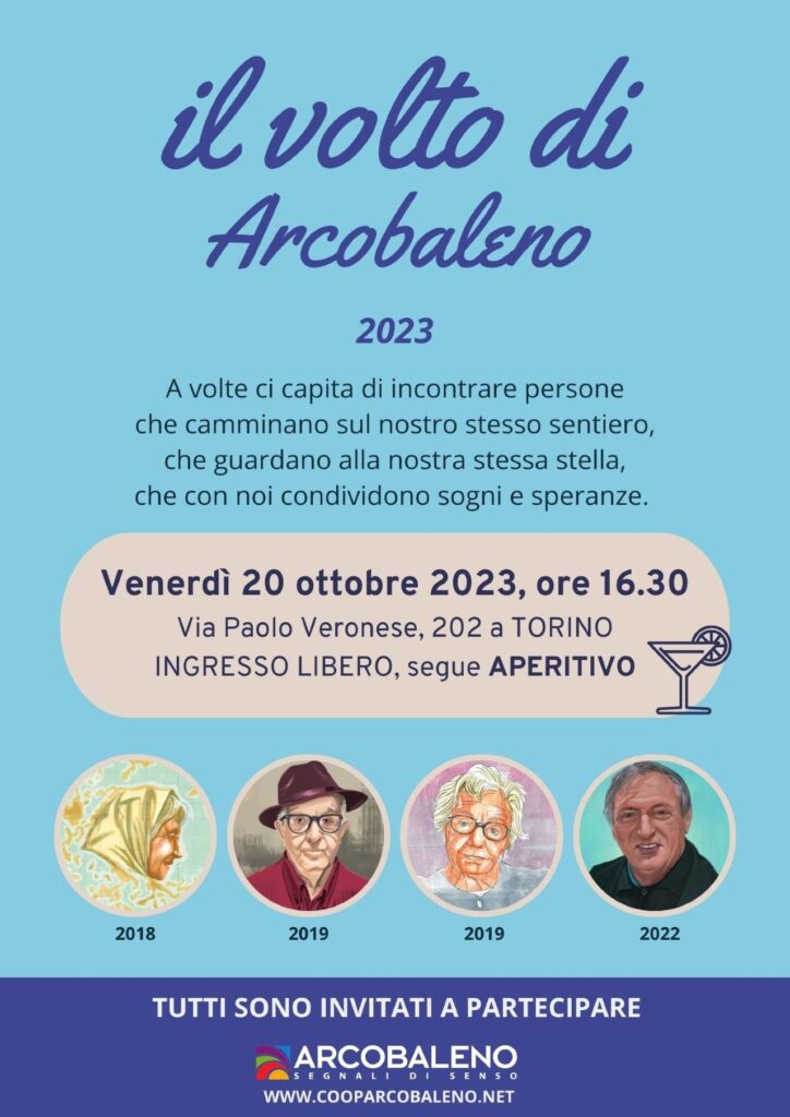 Il “Volto di Arcobaleno” 2023, Torino venerdì 20 ottobre