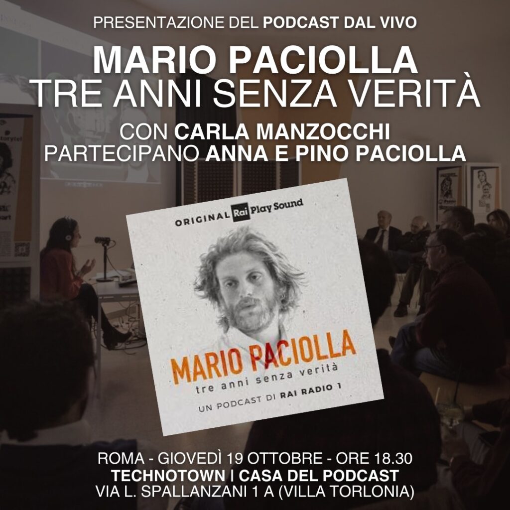Roma 19 ottobre, presentazione del podcast “Mario Paciolla, tre anni senza verità”