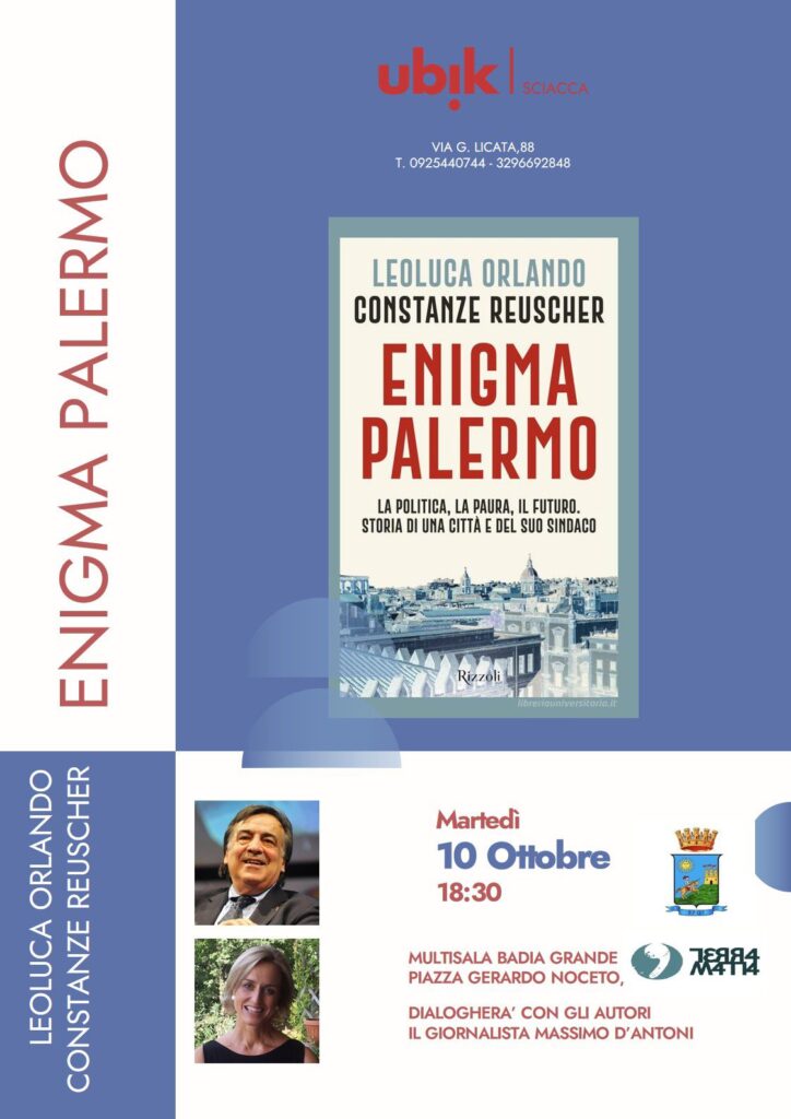 Appuntamento a Sciacca (AG) martedì 10 ottobre con “Enigma Palermo”