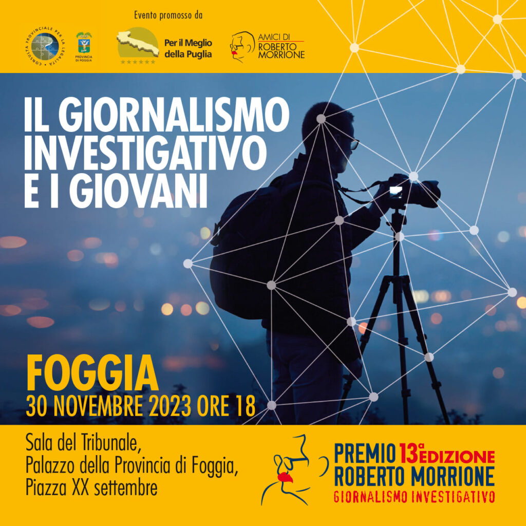 Giovedì 30 novembre il Premio Roberto Morrione arriva a Foggia