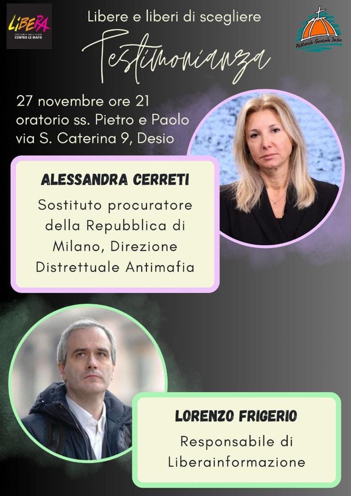 Lunedì 27 novembre, Desio (MB): “Libere e liberi di scegliere”