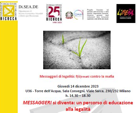 Università di Milano Bicocca: “Messaggeri si diventa: un percorso di educazione alla legalità”