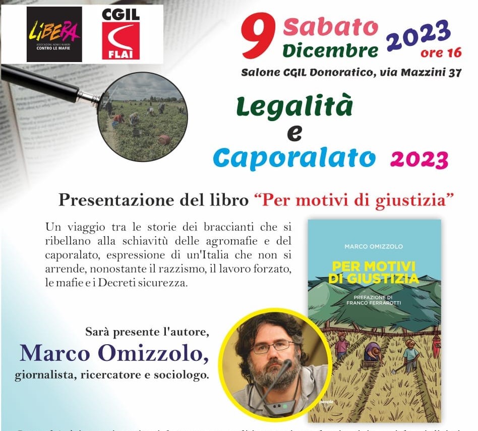 “Per motivi di giustizia” sabato 9 dicembre 2023 a Donoratico, Castagneto Carducci (LI)