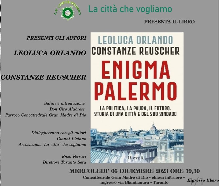 “Enigma Palermo”, presentazione del libro di Orlando e Reuscher mercoledì 6 dicembre