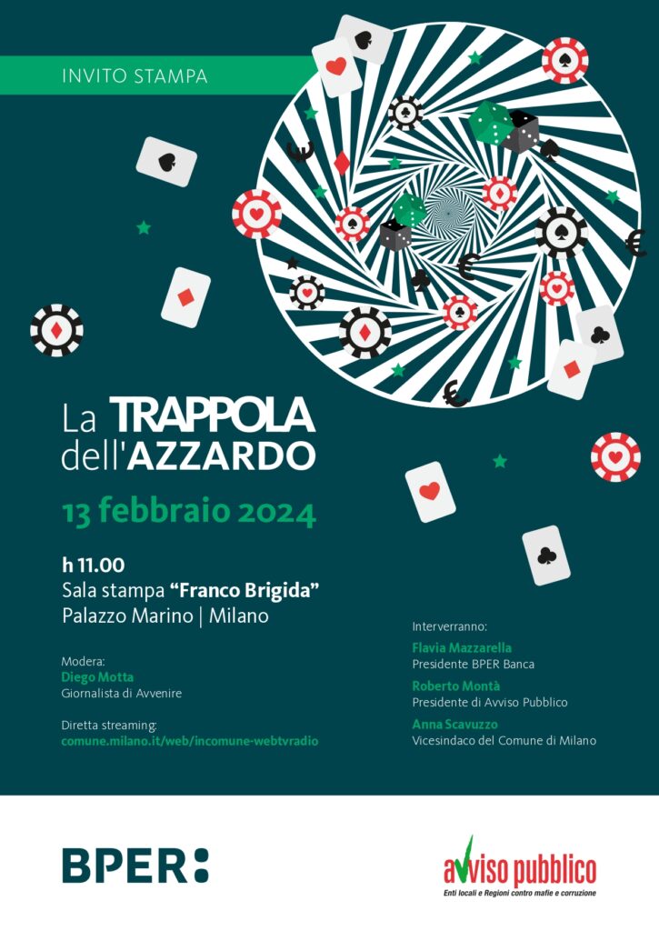 Milano 13 febbraio, presentazione della nuova edizione de “La trappola dell’azzardo”