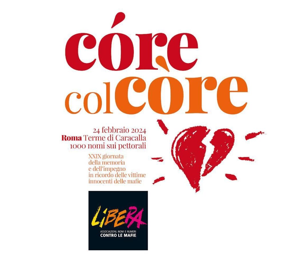 “Còre col Córe”, sabato 24 febbraio in ricordo delle vittime innocenti delle mafie