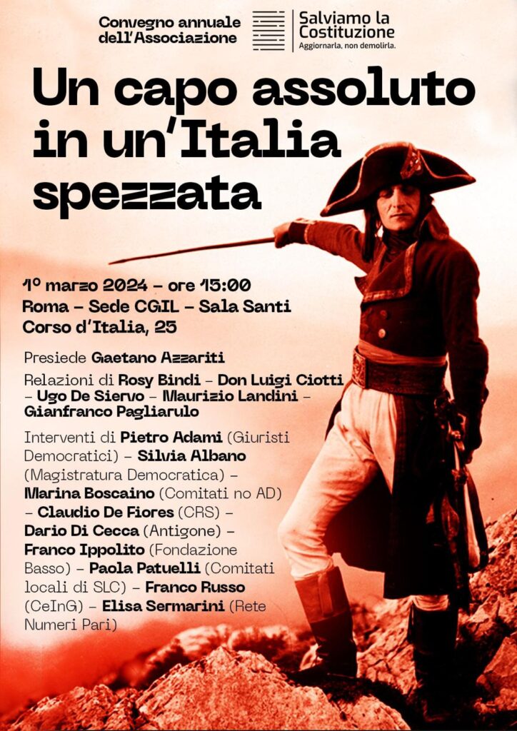 Roma 1 marzo: “Un capo assoluto in un’Italia spezzata”
