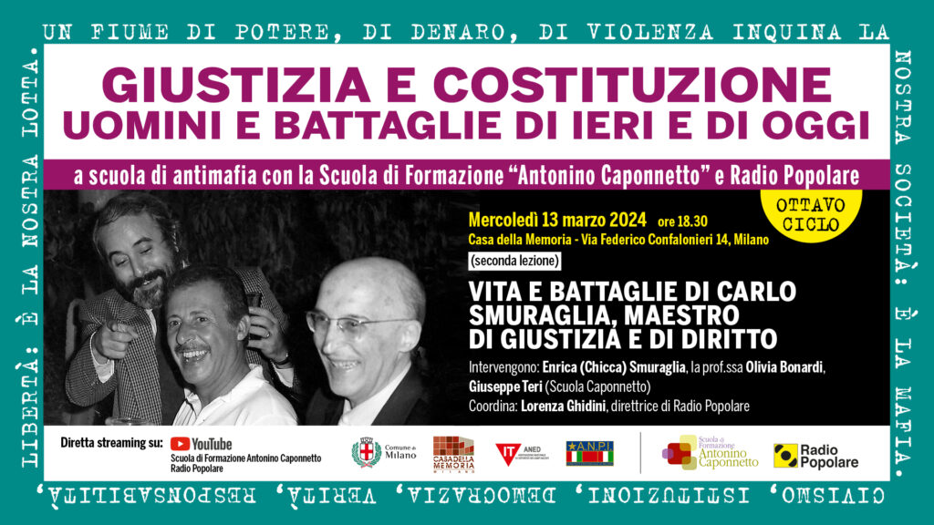 Le battaglie di Carlo Smuraglia nel secondo appuntamento di Lezioni Antimafia, Milano 12/3
