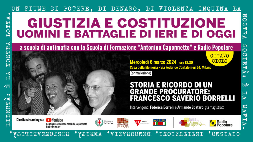 Lezioni Antimafia, via all’ottavo ciclo con il ricordo di Francesco Saverio Borrelli