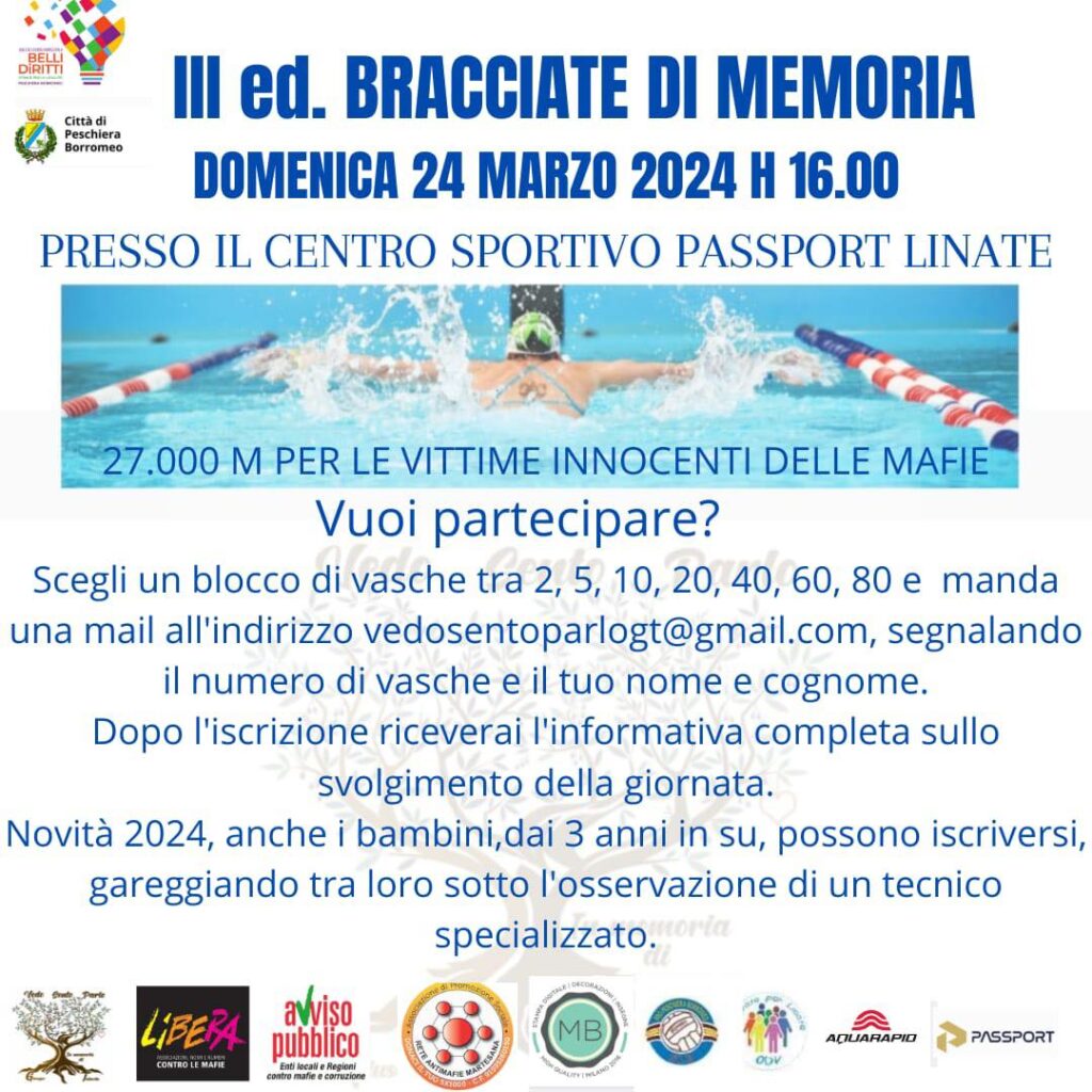Bracciate di Memoria per le vittime innocenti delle mafie, domenica 24 marzo