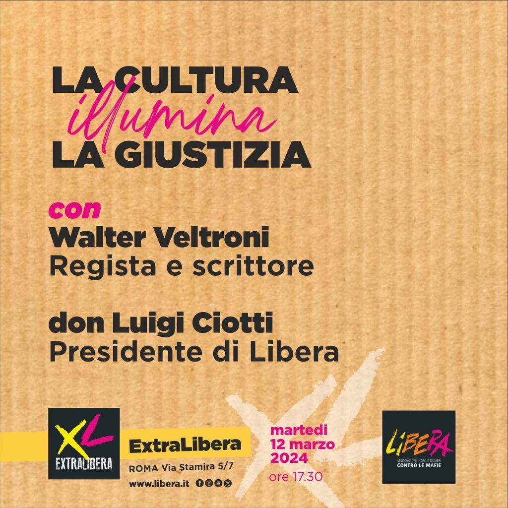 “La cultura illumina la giustizia”, incontro pubblico con Walter Veltroni e don Luigi Ciotti