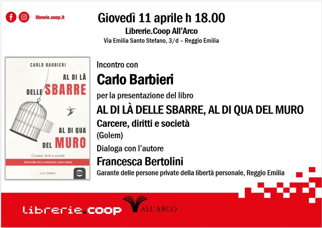 Reggio Emilia 11 aprile, presentazione del libro “Al di la delle sbarre, al di qua del muro”
