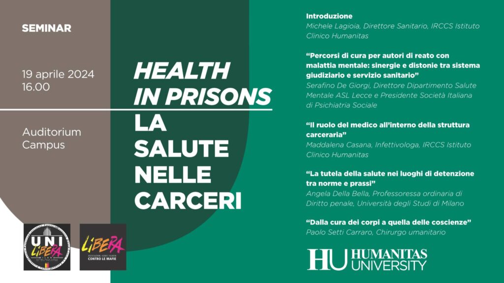 “La salute nelle carceri”, Humanitas University Milano 19 aprile