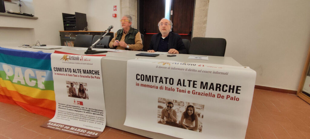 Aldo Toni portavoce del presidio di Articolo 21 Alte Marche