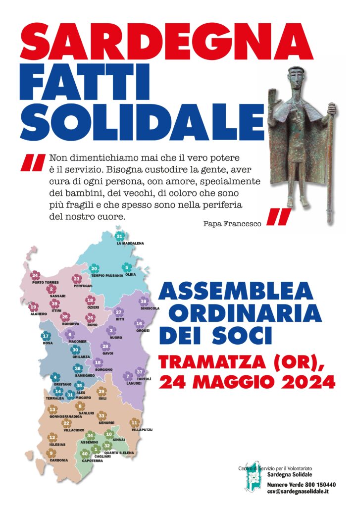 Tramatza (OR) venerdì 24 maggio: Assemblea dei soci del CSV Sardegna Solidale ODV