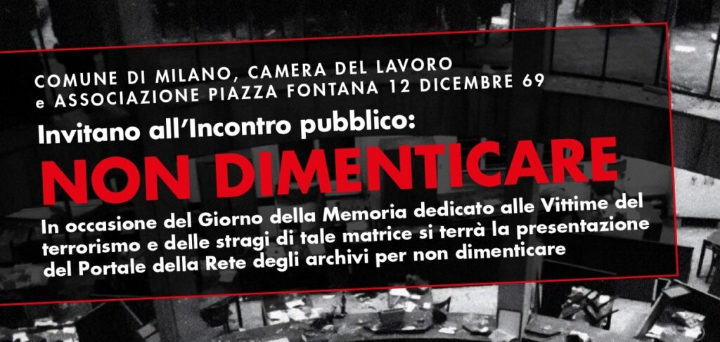 Camera del Lavoro di Milano, mercoledì 15 maggio: “Non dimenticare”