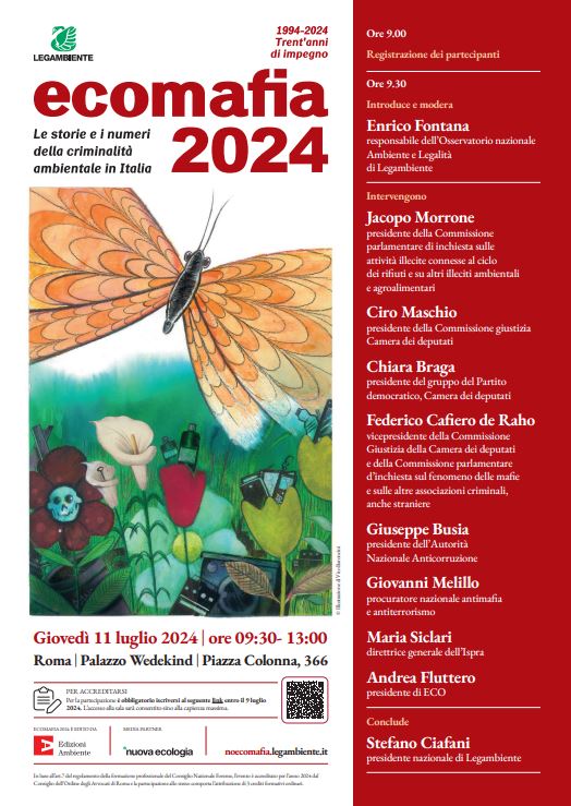 Roma 11 luglio, presentazione del Rapporto Ecomafia 2024
