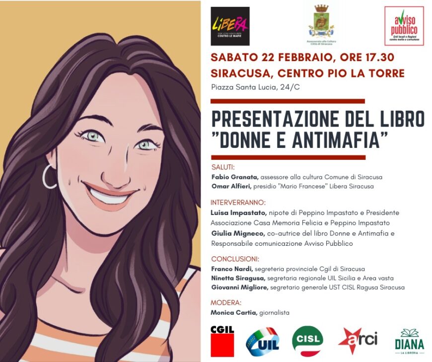 Siracusa 22 febbraio, presentazione del libro “Donne e antimafia” con Luisa Impastato