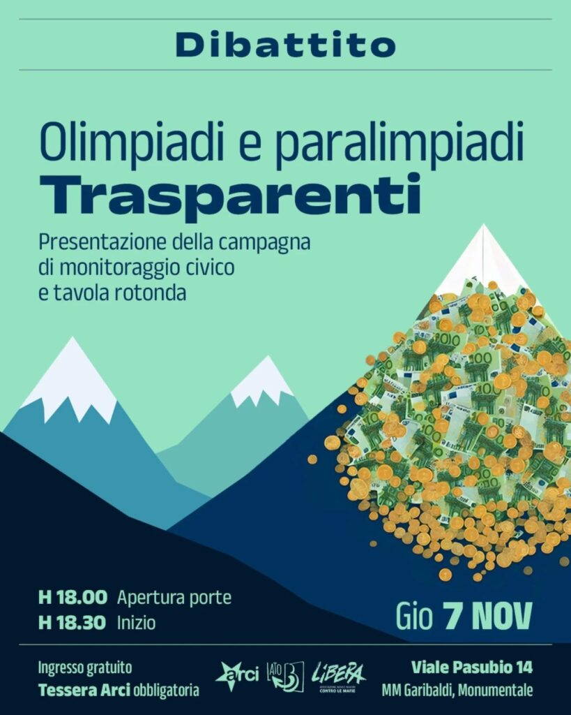 “Olimpiadi e paralimpiadi trasparenti”, Milano 7/11 presentazione di “Open Olymipics 2026”