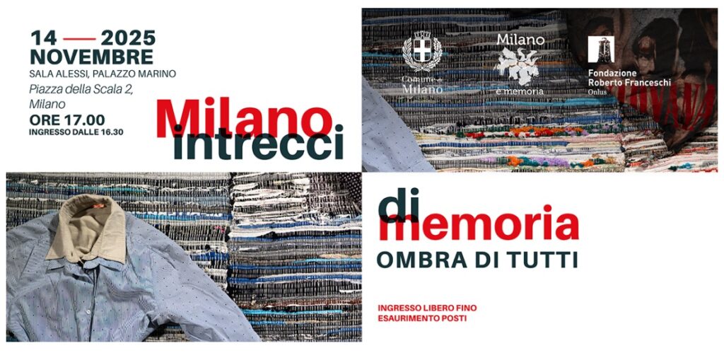 “Milano intrecci di memoria. Ombra di tutti”. Venerdì 14 novembre, Palazzo Marino