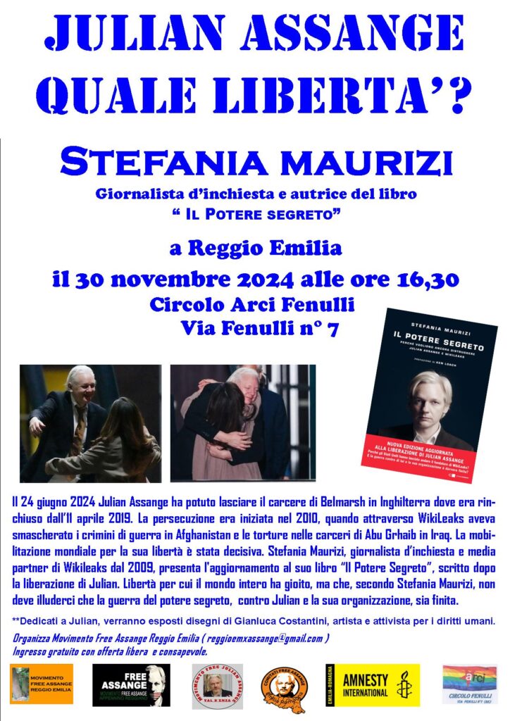 Reggio Emilia 30 novembre: “Julian Assange. Quale libertà?”