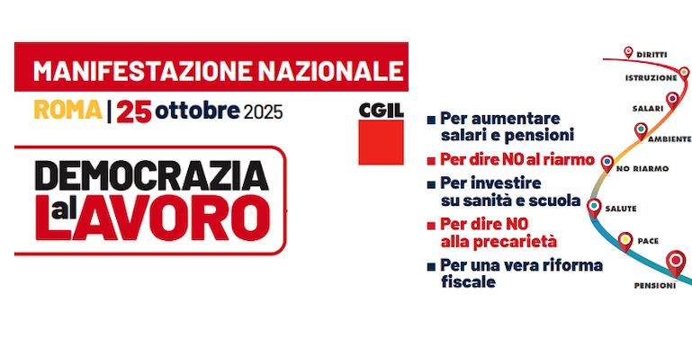 Democrazia al Lavoro: Cgil, 25 ottobre manifestazione nazionale a Roma