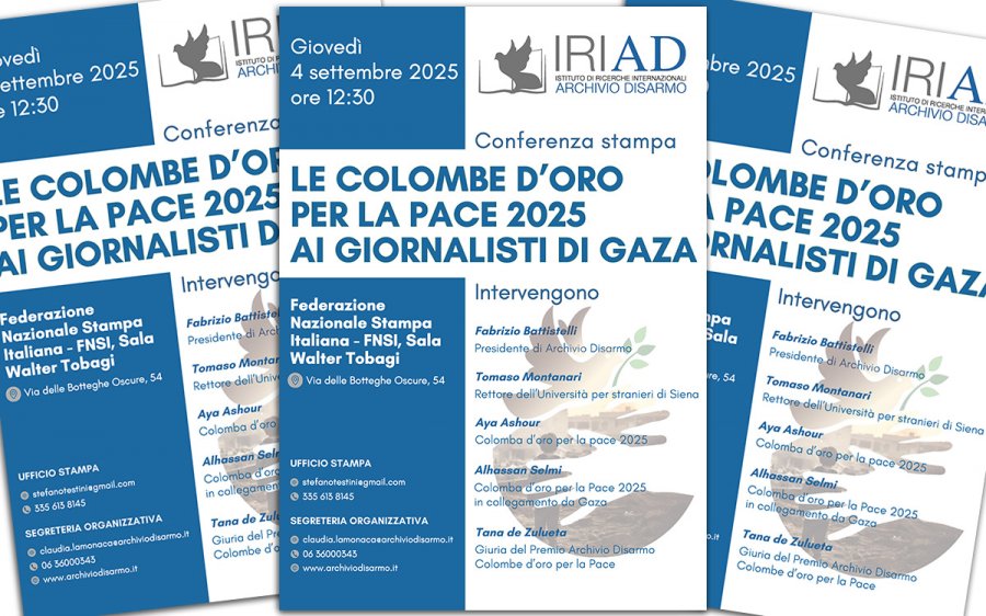 ‘Colombe d’oro per la pace 2025’, il premio di Archivio Disarmo a tre giornalisti palestinesi