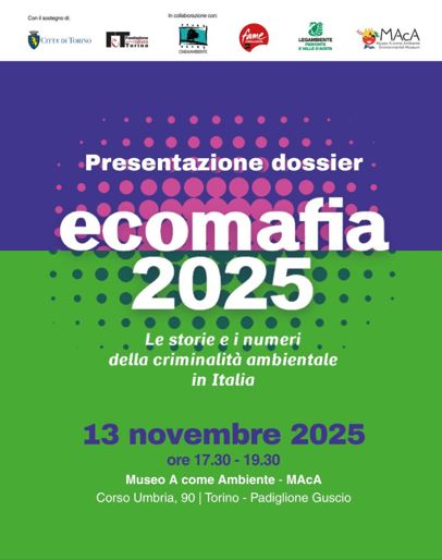 Torino 13 novembre, presentazione del rapporto Ecomafia 2025