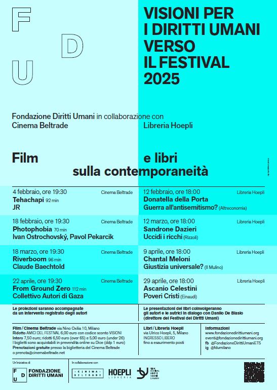 Il 12 e il 18 marzo due nuovi appuntamenti con Fondazione Diritti Umani a Milano