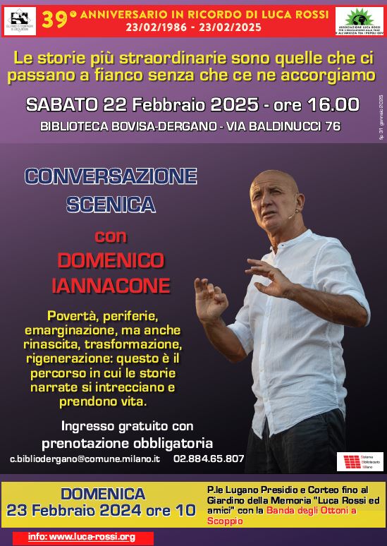 Le iniziative dal 22 al 23 febbraio 2025 per ricordare Luca Rossi