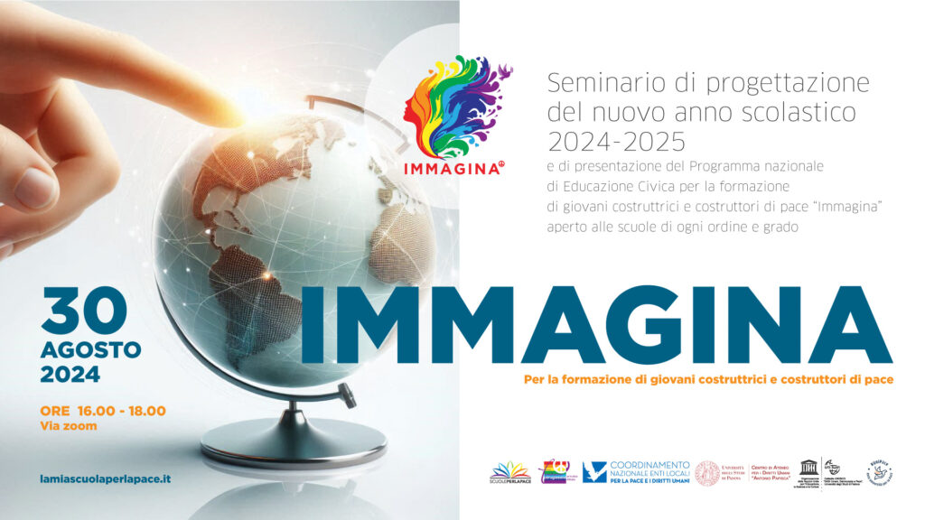 Venerdì 30 agosto: “Immagina”, seminario di progettazione delle Scuole per la pace