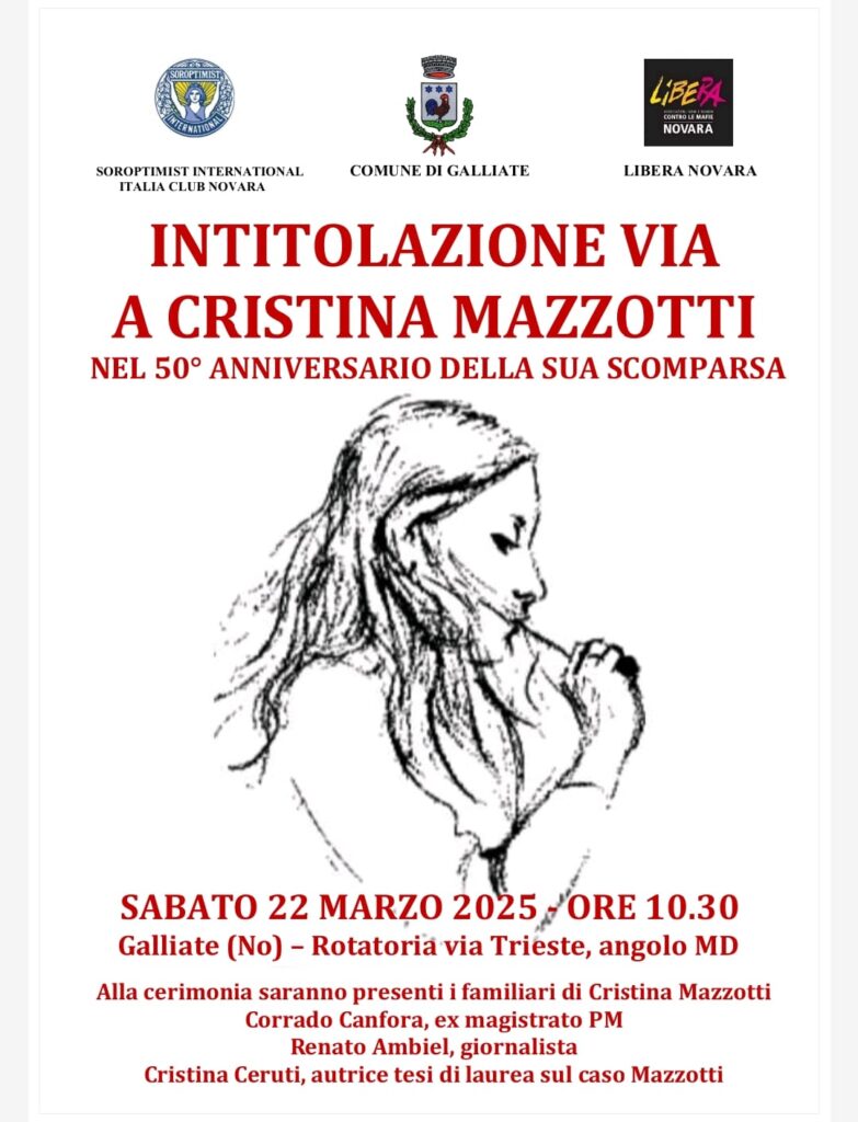Non solo 21 marzo: la memoria di Cristina Mazzotti con l’intitolazione di una via