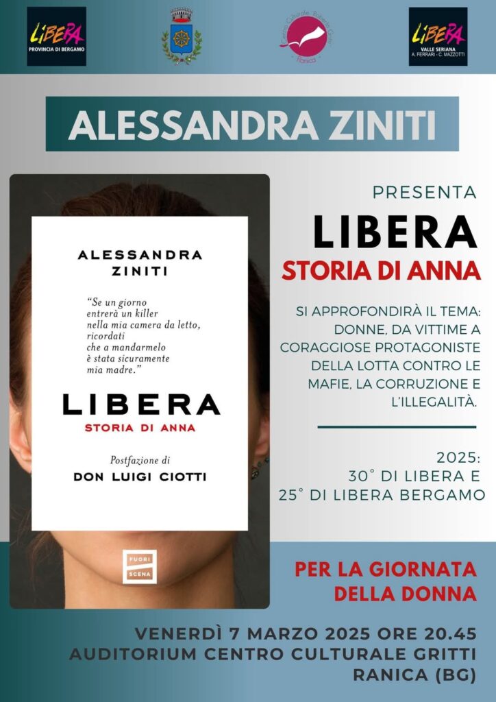 Ranica (BG) 7 marzo, presentazione del libro “Libera. Storia di Anna”