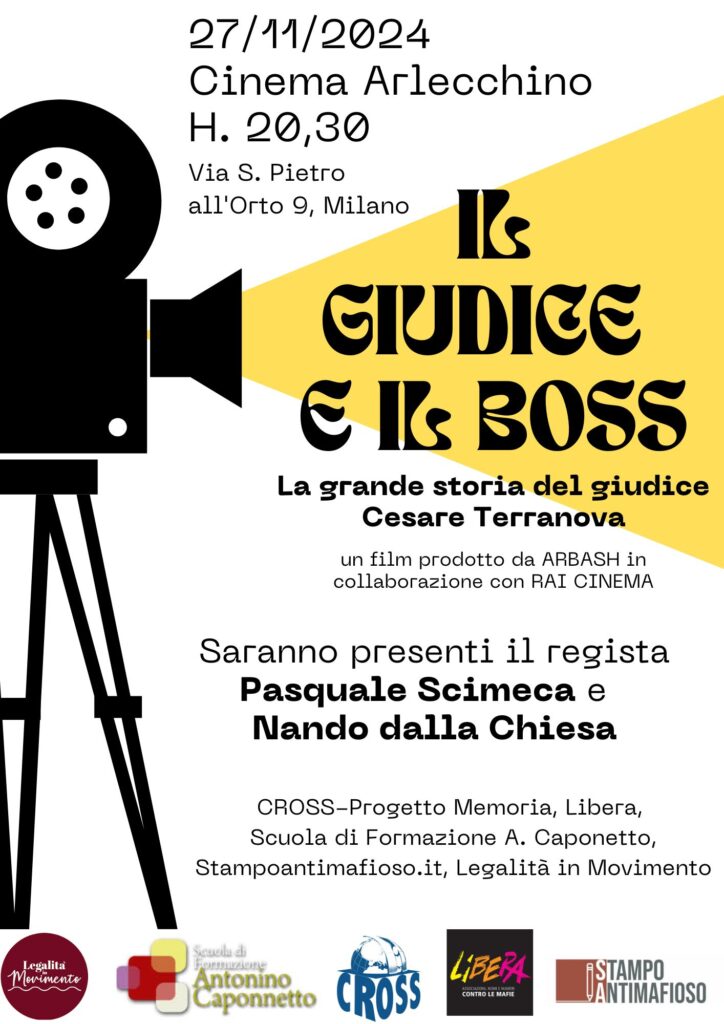 Milano 27 novembre, proiezione del film “Il Giudice e il boss”