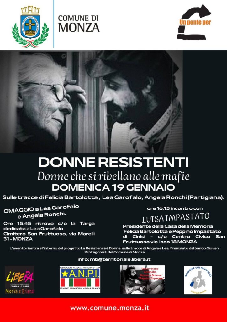 Domenica 19 gennaio, doppio appuntamento con Luisa Impastato a Monza e Desio