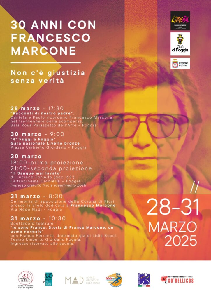 “Non c’è giustizia senza verità. 30 anni con Francesco Marcone”