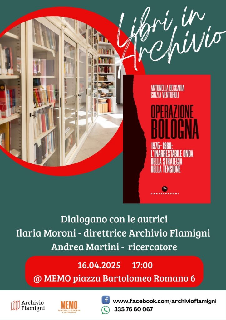 Roma 16 aprile, presentazione del libro “Operazione Bologna 1975-1980”