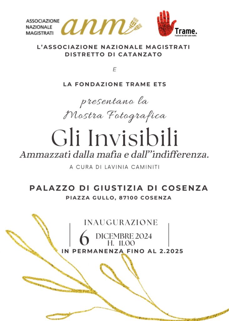 ANM Catanzaro e Fondazione Trame ETS presentano la mostra fotografica “Gli Invisibili”