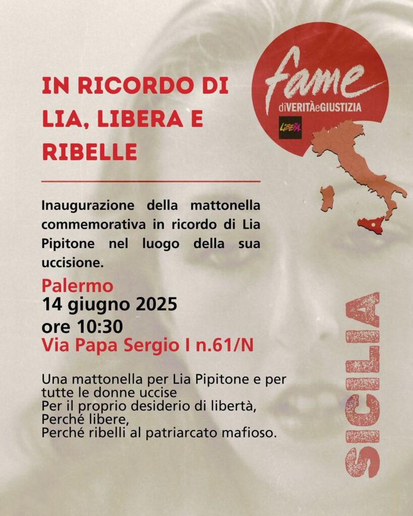 Palermo 14 giugno: una mattonella per Lia, libera e ribelle