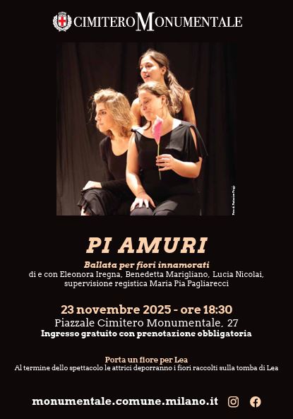 Al Cimitero Monumentale di Milano domenica 23/11 uno spettacolo teatrale per Lea Garofalo