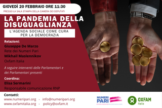 Rete dei Numeri Pari e Oxfam Italia rilanciano le proposte dell’Agenda Sociale