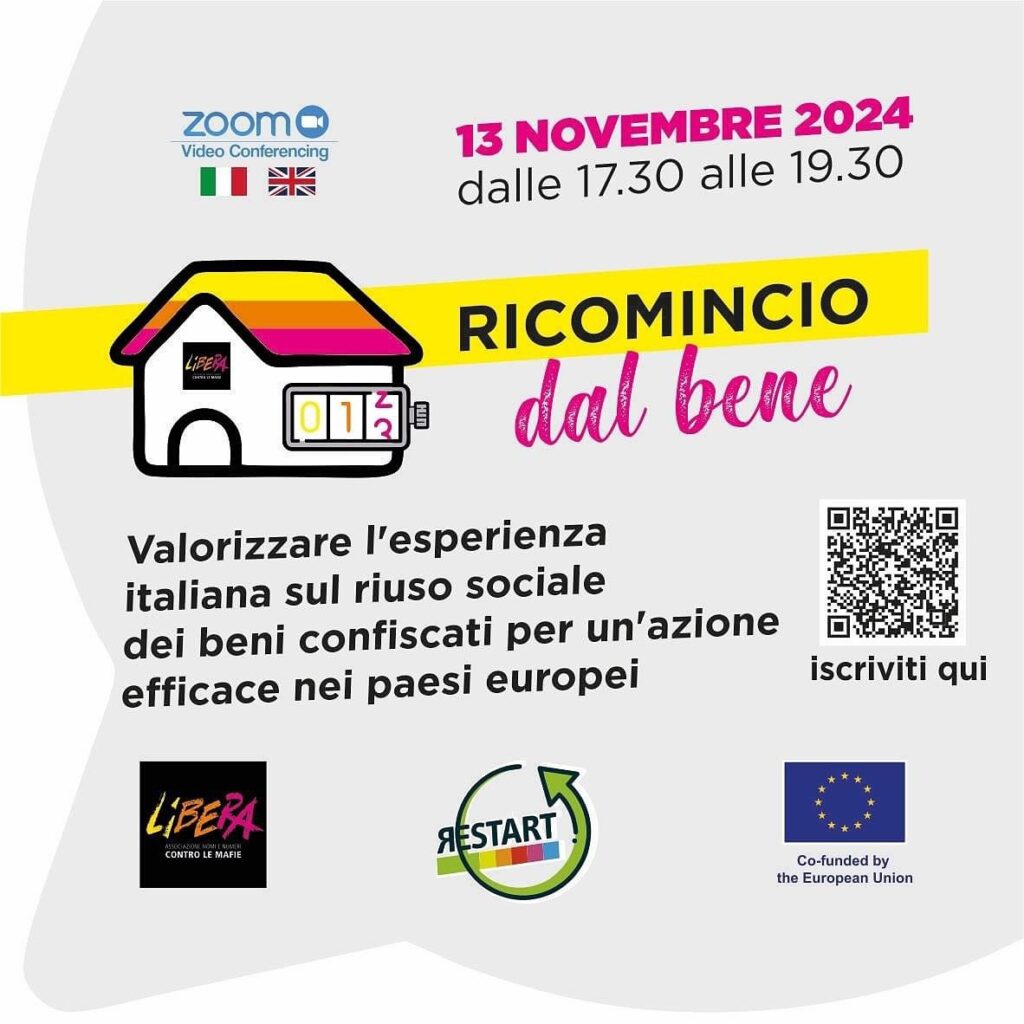 “Ricomincio dal bene!”, appuntamento on line mercoledì 13 novembre