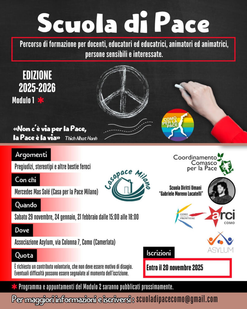 Como, al via la Scuola di Pace 2025-2026