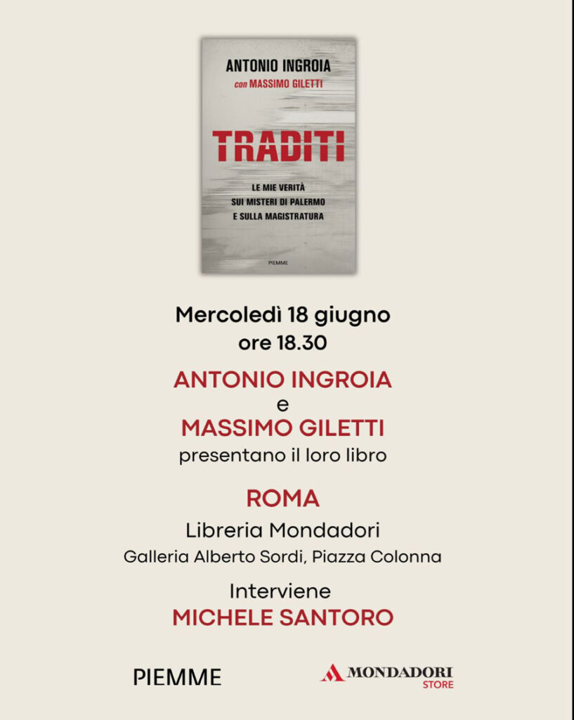 Roma 18 giugno, presentazione del libro “Traditi”